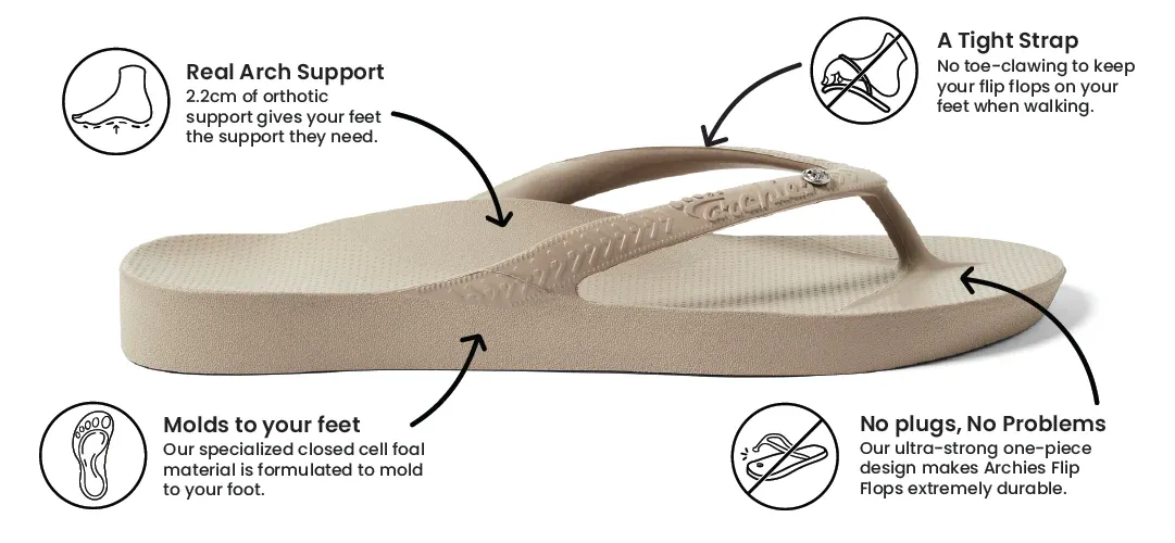Archies: Arch Support Thongs - Crystal Taupe