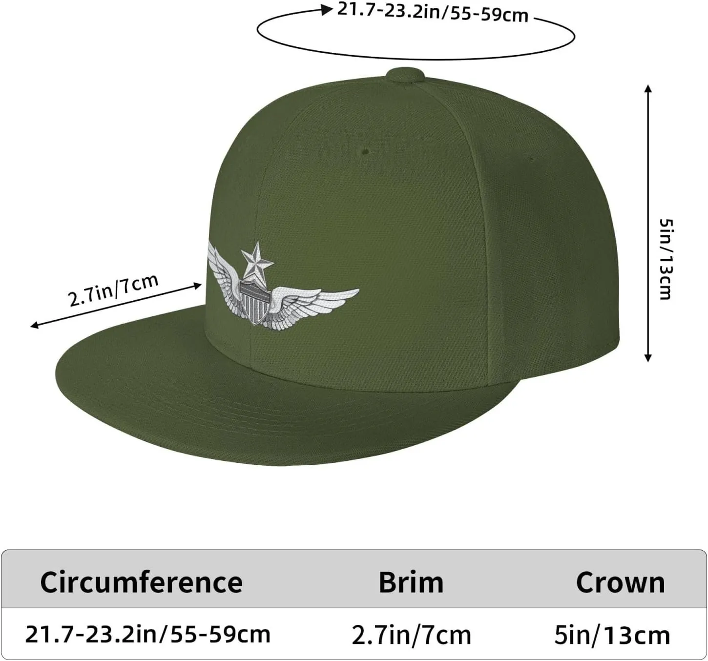 Army Senior Aviator Wing Baseball Cap Unisex Flat Brim Hat