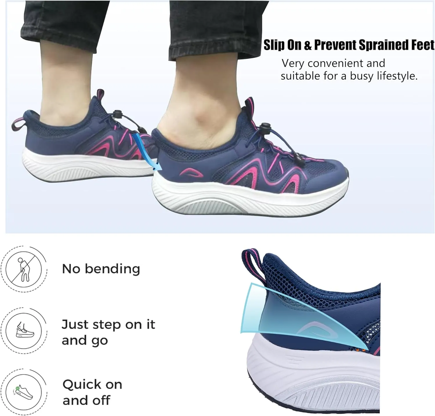 Artlea Wide Toe Box Shoes Women Walking Shoes Arch Support Plantar Fasciitis Orthotic Sneakers Slip On Running Tennis Shoes