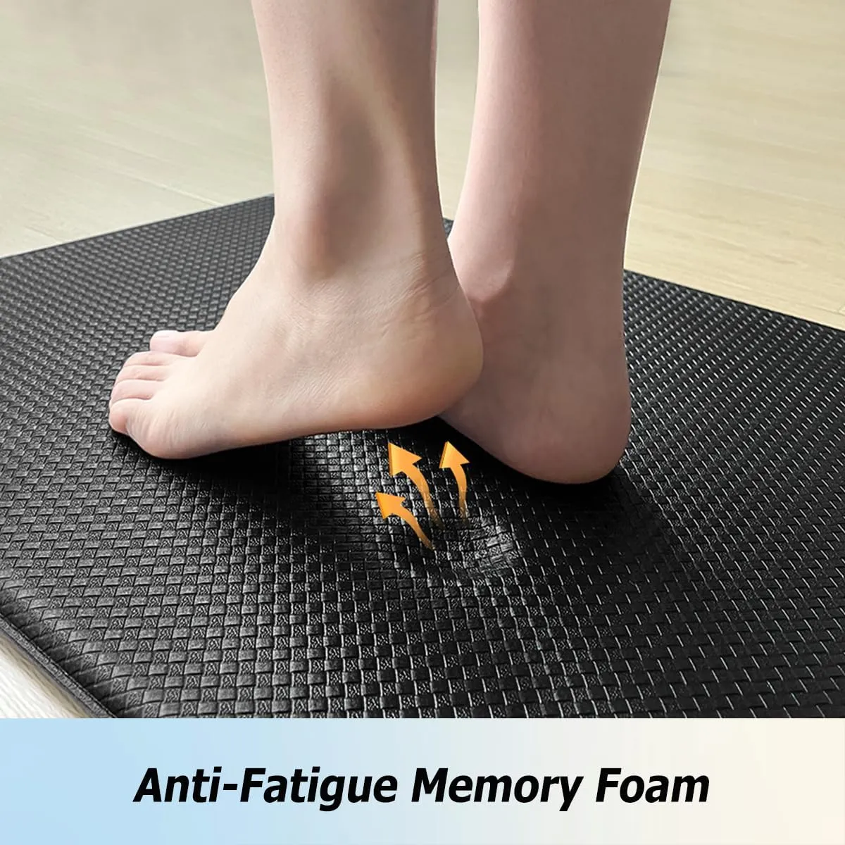Artnice Kitchen Mats for Floor 2PCS, 0.4inch Stylish Anti Fatigue Mat, Non-Slip Standing Desk Mat, Waterproof Kitchen Rugs Set for Home, Office, Sink, Laundry 17.3"×30" 17.3"×59", Black
