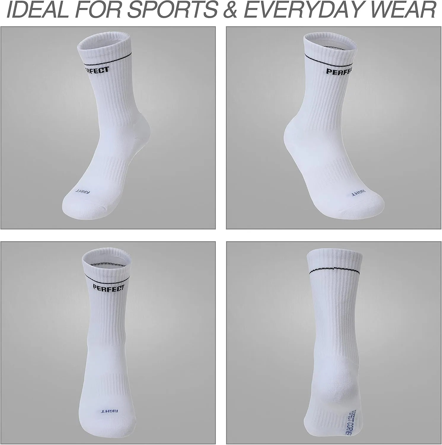 Athletic Cotton Crew Socks with Cushioning & Arch Support for Gym & Sports