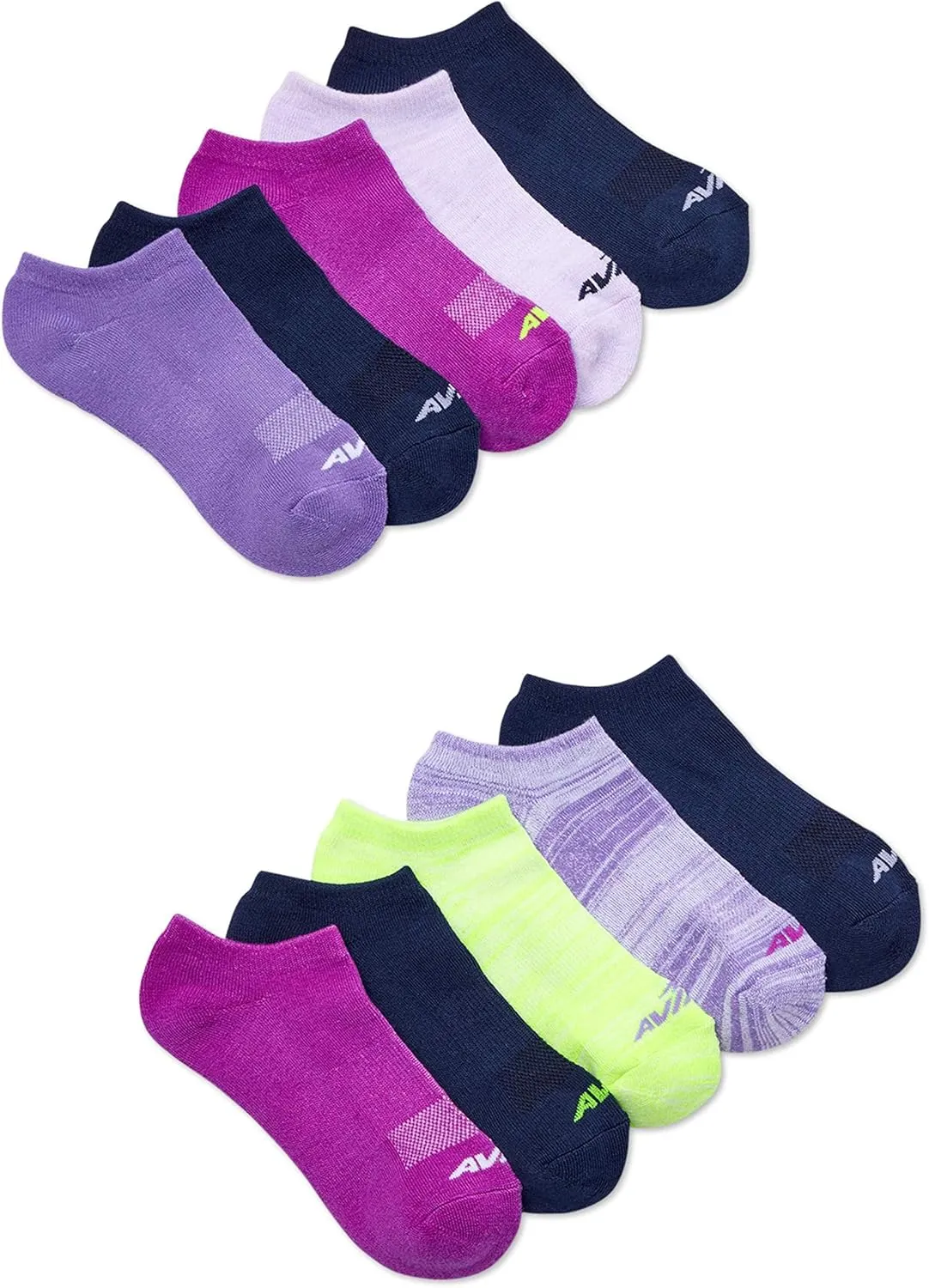 Avia Performance Womens’ No Show Cushion Socks (10-Pair Packs, Sock size 9-11; fits shoe size 4-10)