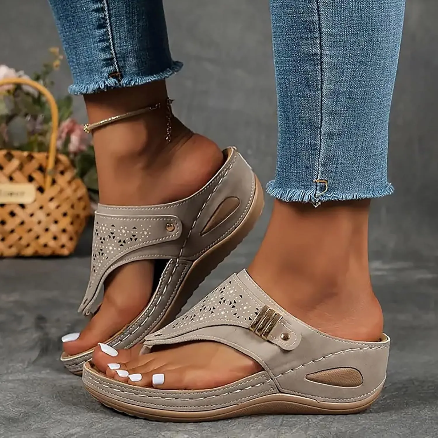 Avylays Orthopedic Sandals for Women,Breathable Mesh Sports Sandals With Non-Slip Sole,Wedge Heel Thick-Soled Sandals