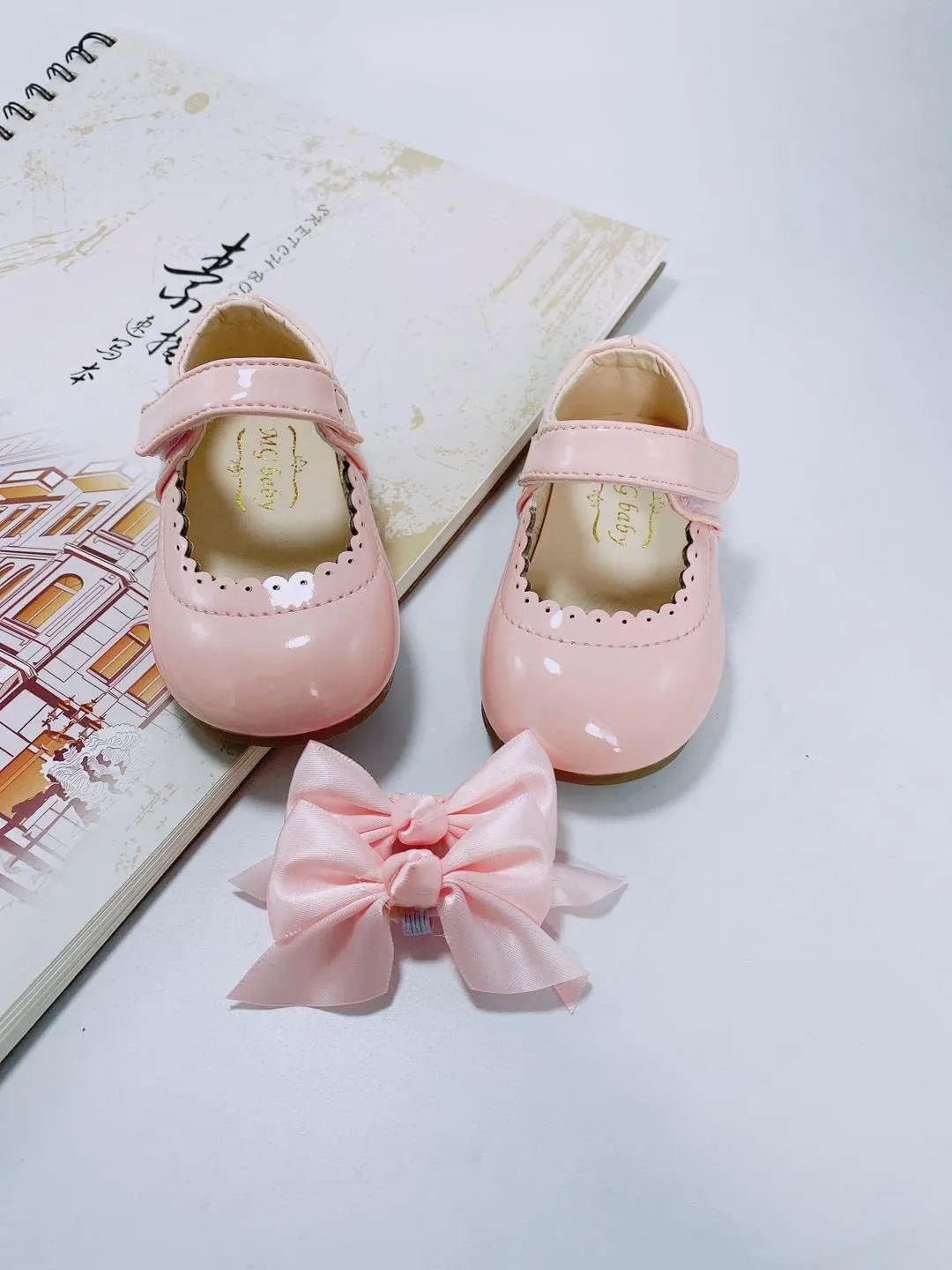 Baby Girls Wedding Flat Ribbon Bow Shoes Princess Dress Mary Jane