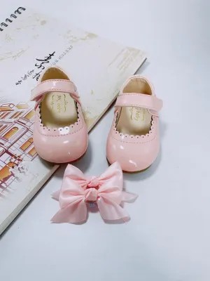 Baby Girls Wedding Flat Ribbon Bow Shoes Princess Dress Mary Jane