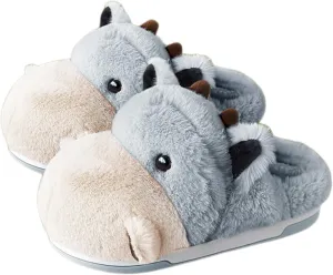 Baiyuruodie Women's cotton slippers, hippopotamus animal slippers, household winter anti-skid slippers, holiday gifts