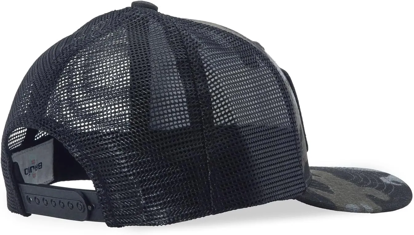Bajío Flat Brim Fishing Hat – Marine Art Snapback Trucker Cap with Embroidered Ocean Design, Breathable and Coastal-Ready