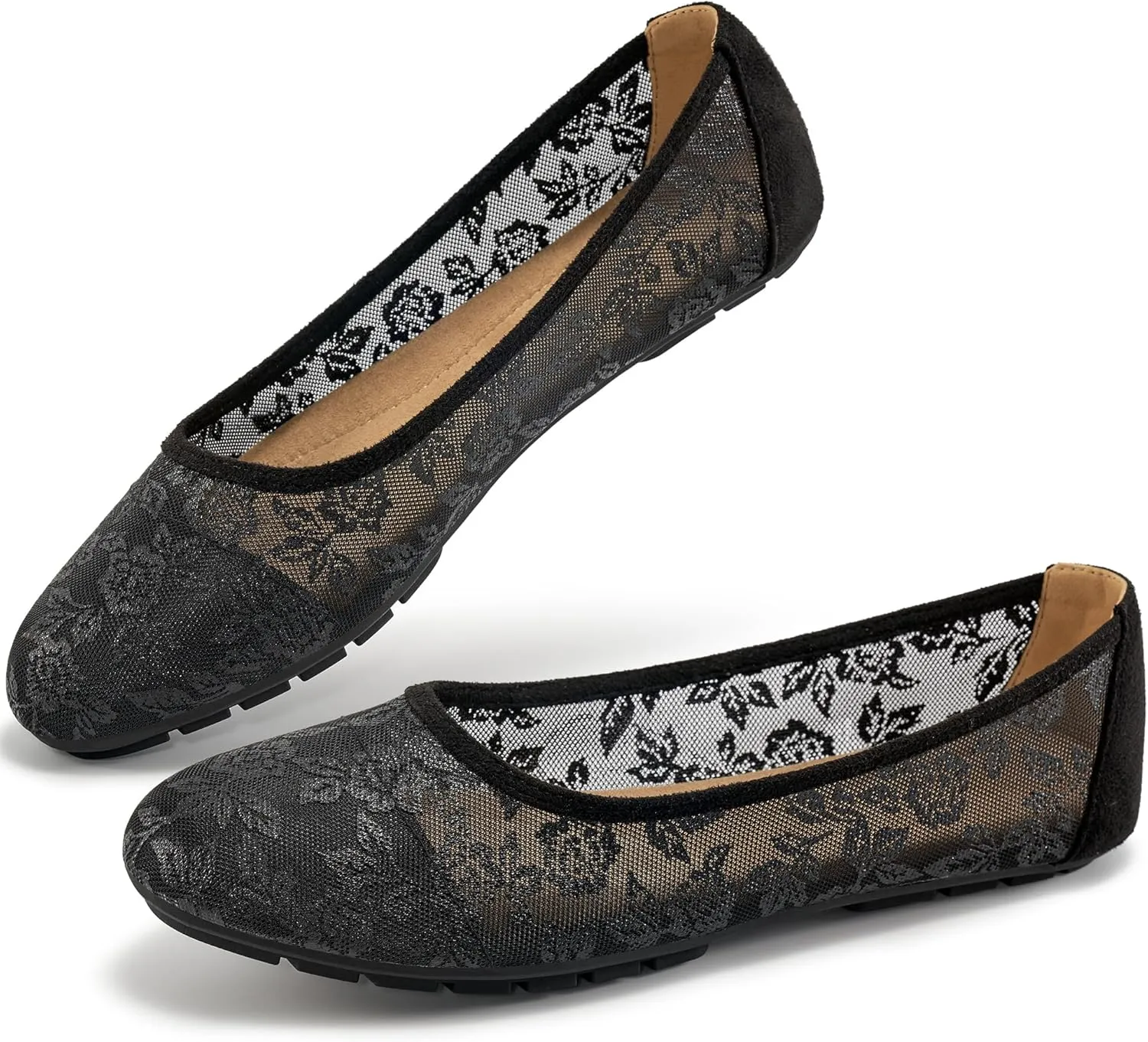 Ballet Flats for Women Shoes: Comfortable Breathable Lace Dressy Flats - Ladies Wedding Flat Casual Work Shoes