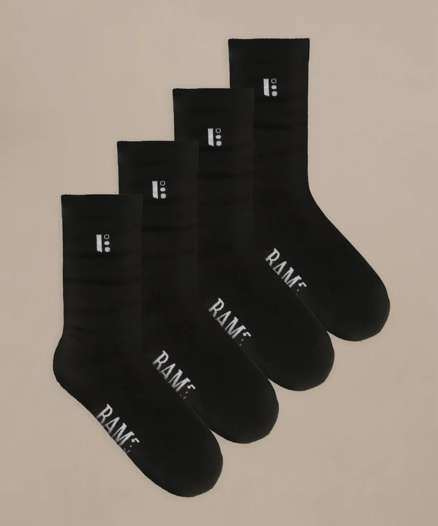 Bamboo Active Icon Socks (4 Pack) in Black by BAM