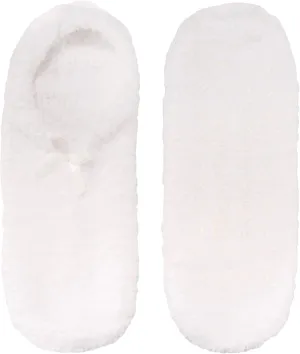 BambooMN Women's Soft Breathable Fuzzy Cozy Footies Travel Home Socks with Non-Skid Bottom