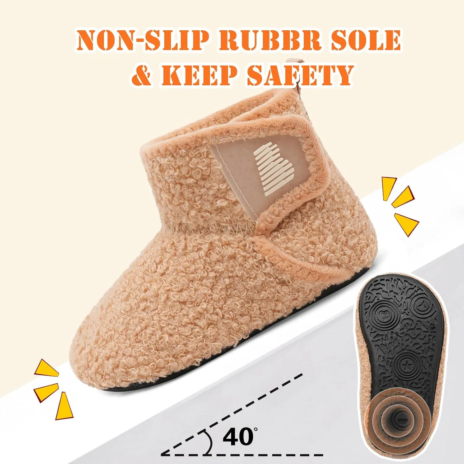 BARERUN Toddler Slippers Girls Boys House Shoes Baby Winter Booties Plush Cozy Kids House Slipper Warm Lightweight Infant Walking Shoes Socks