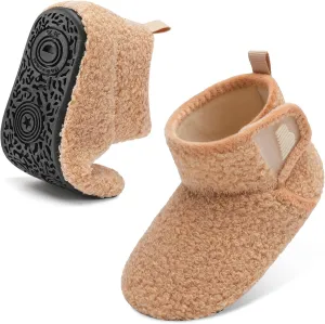 BARERUN Toddler Slippers Girls Boys House Shoes Baby Winter Booties Plush Cozy Kids House Slipper Warm Lightweight Infant Walking Shoes Socks