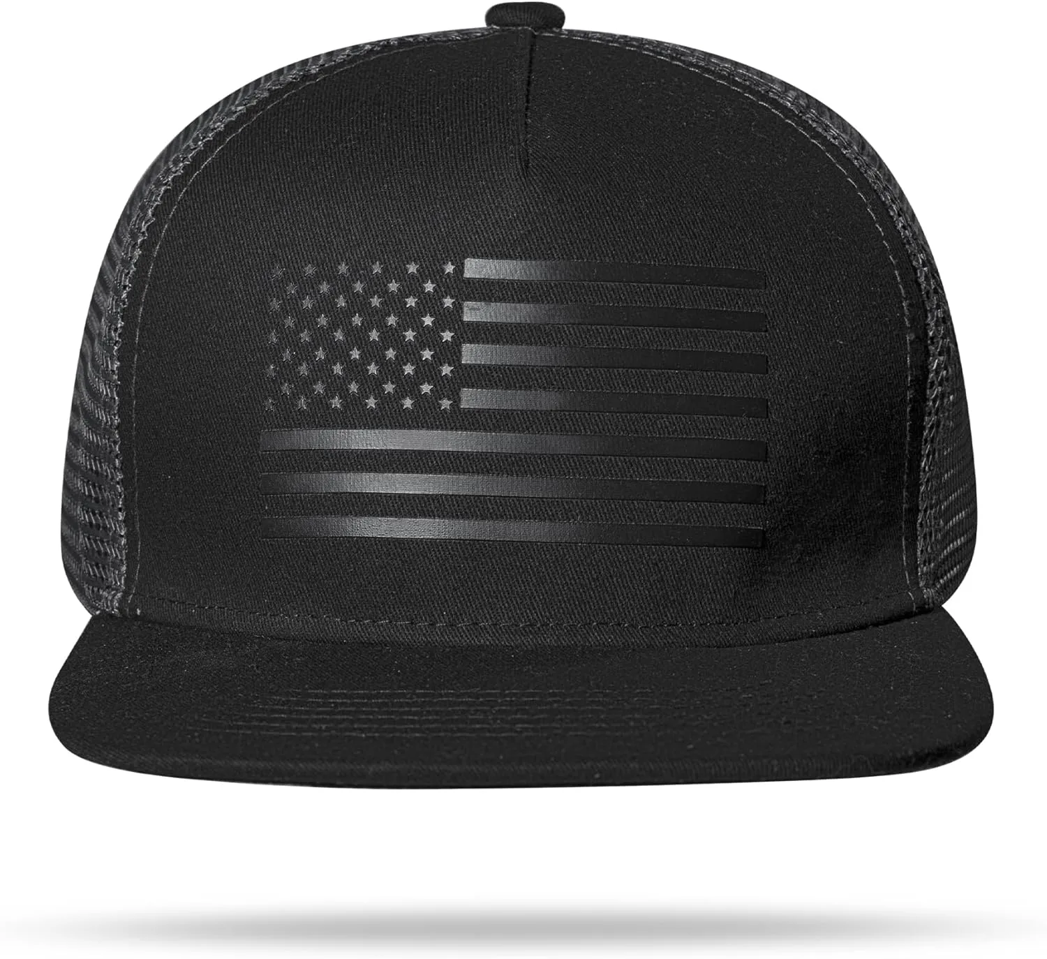 Baseball Cap, Snapback Trucker Hat for Men & Women with American Flag and Adjustable, Breathable Mesh, Flat Bill Hats