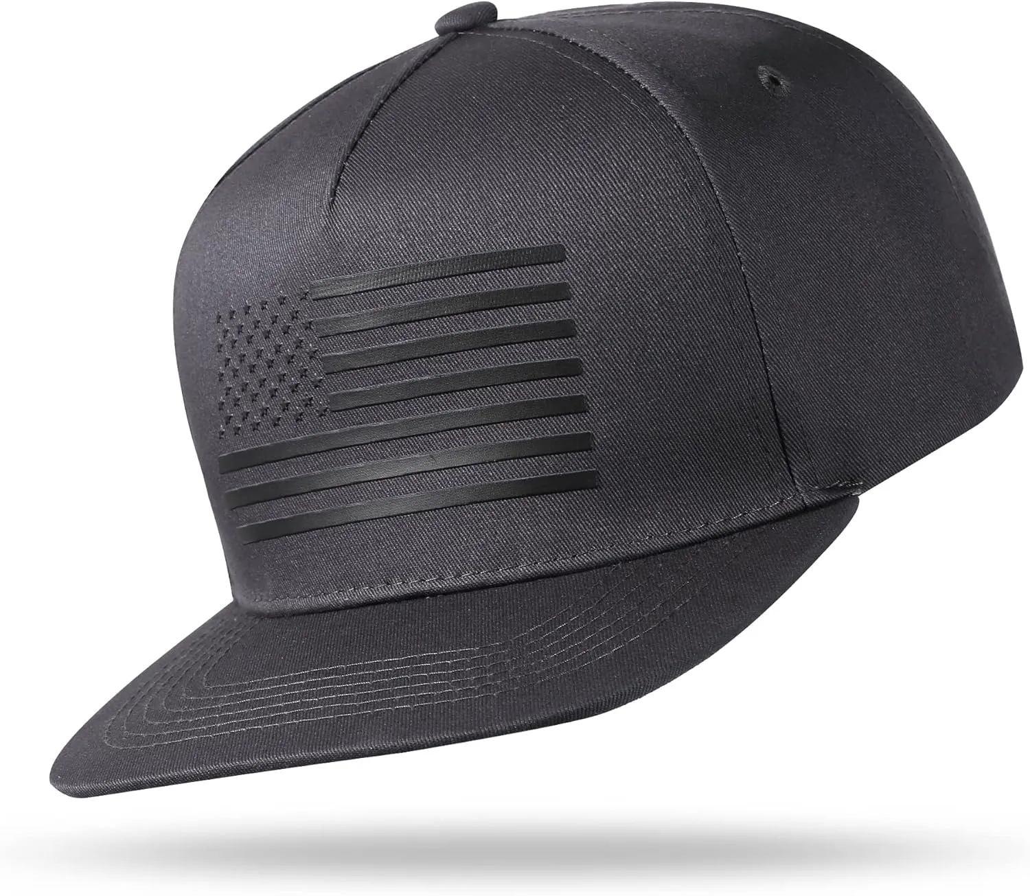 Baseball Cap, Snapback Trucker Hat for Men & Women with American Flag and Adjustable, Breathable Mesh, Flat Bill Hats