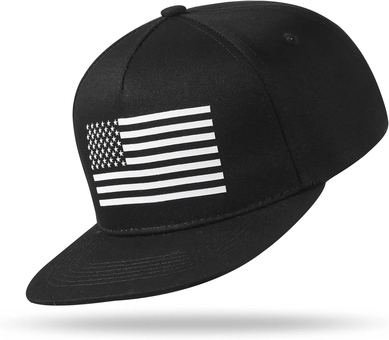 Baseball Cap, Snapback Trucker Hat for Men & Women with American Flag and Adjustable, Breathable Mesh, Flat Bill Hats