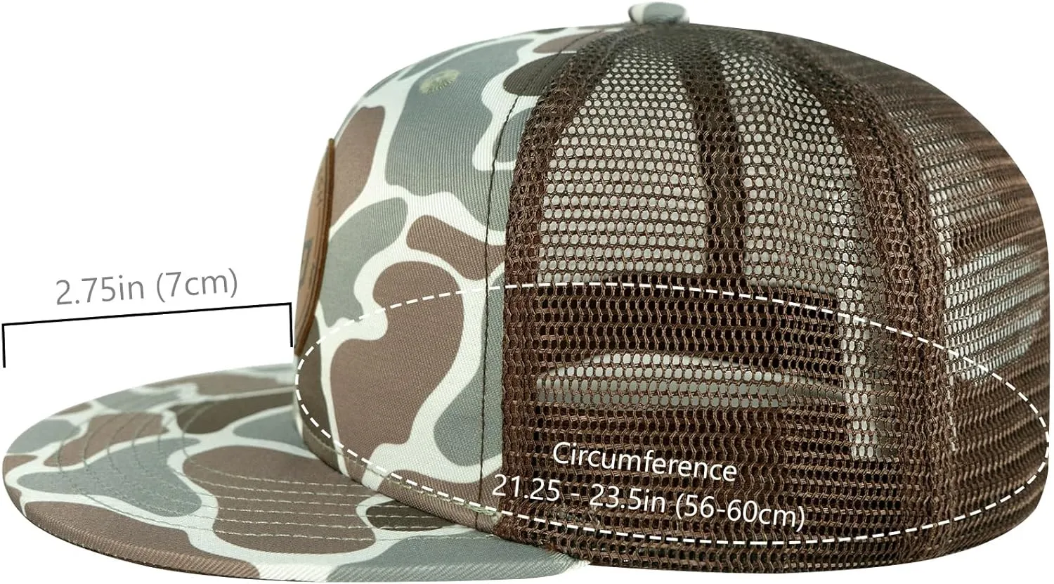 BASSDASH Flat Brim Trucker Cap Adjustable Snapback Hat Mesh Back for Men Women