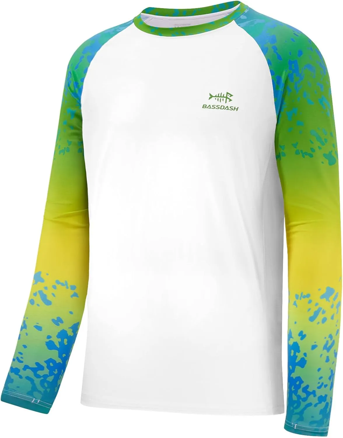 BASSDASH Men’s Fish Graphic UPF 50  Long Sleeve Fishing Shirts Sun Protection Breathable Moisture Wicking T-Shirt