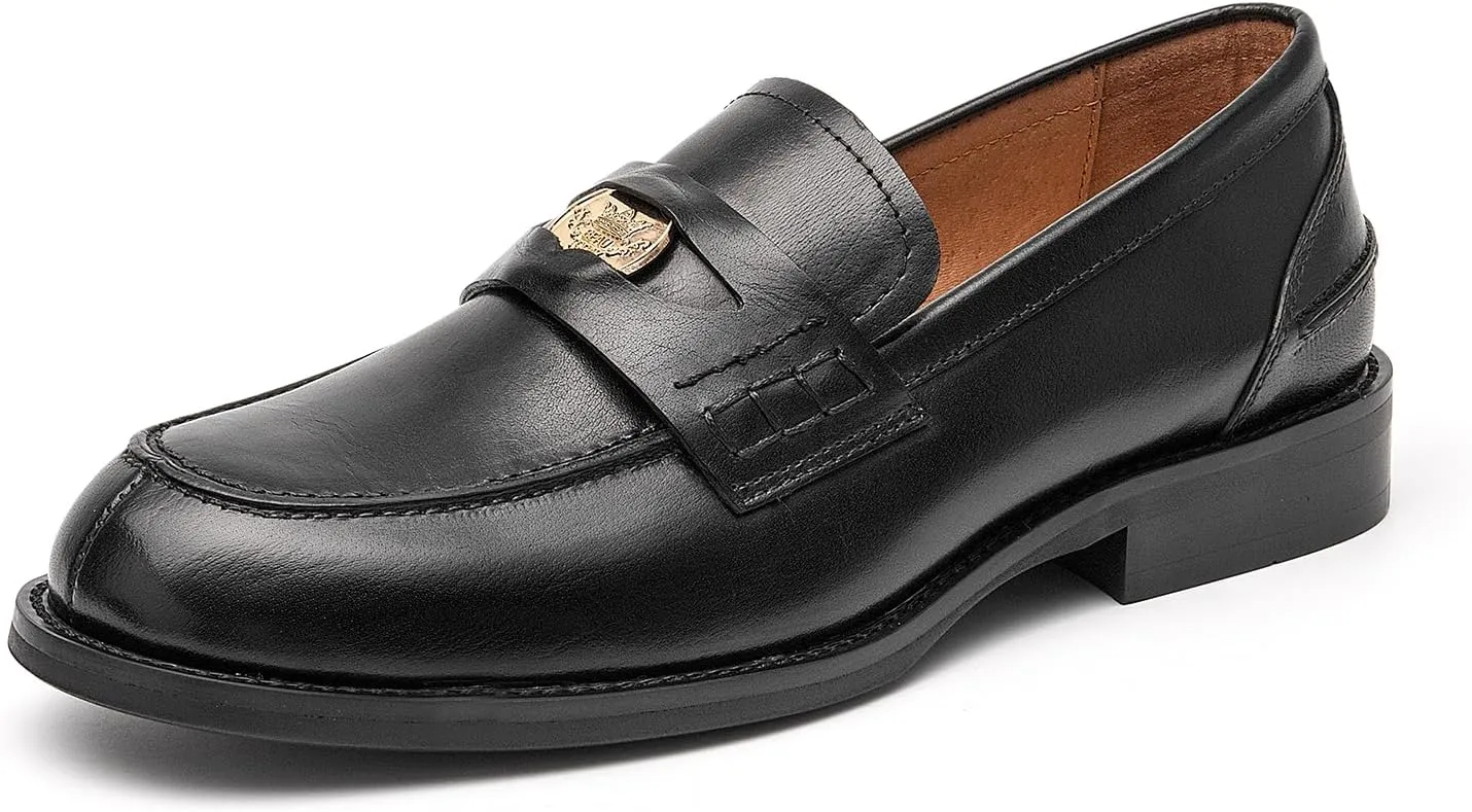 BEAU TODAY Flat Loafers for Women, Women’s Leather Penny Loafers, Slip-on Flats for Women, Comfortable Dressy Business Casual Office Non-Slip Round Toe Loafers