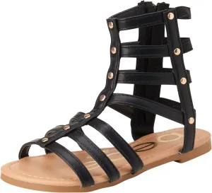 bebe Girls' Sandals - Open Toe Lightweight Summer Strappy Flat Gladiator Sandals with Ankle Zipper and Cushioned Sole