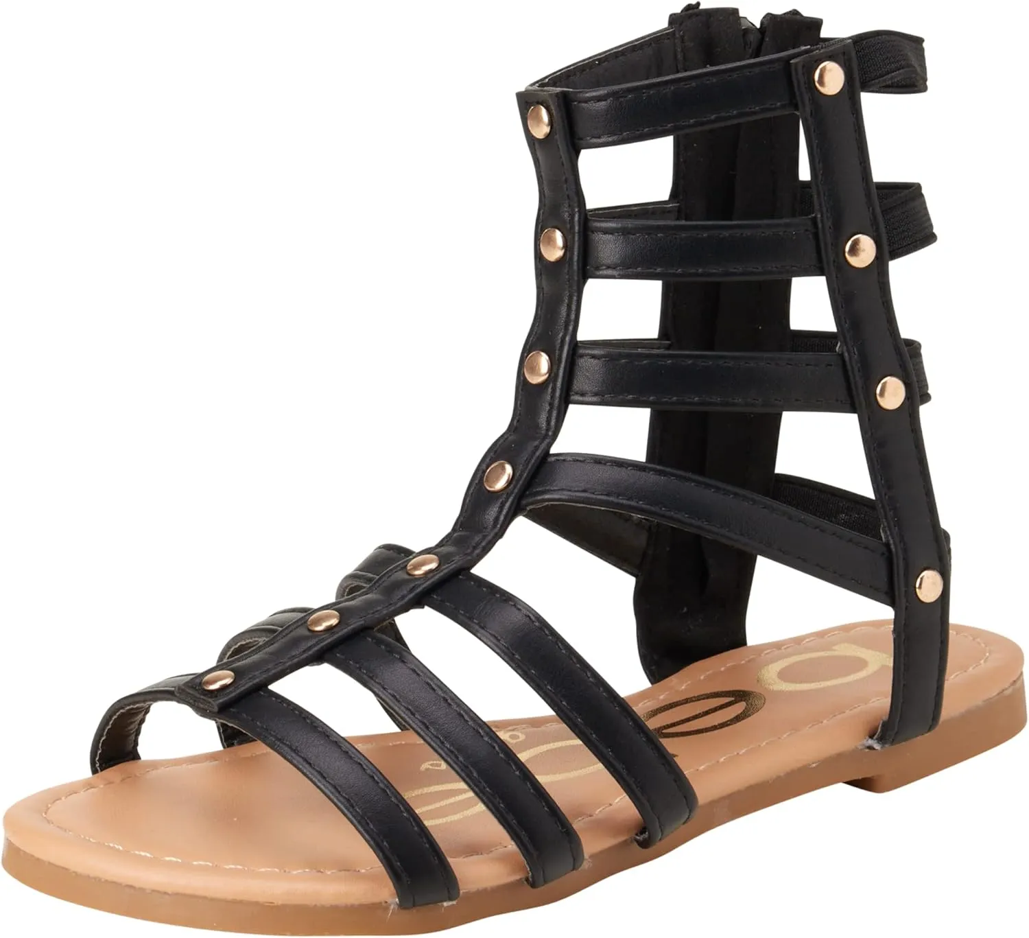 bebe Girls' Sandals - Open Toe Lightweight Summer Strappy Flat Gladiator Sandals with Ankle Zipper and Cushioned Sole