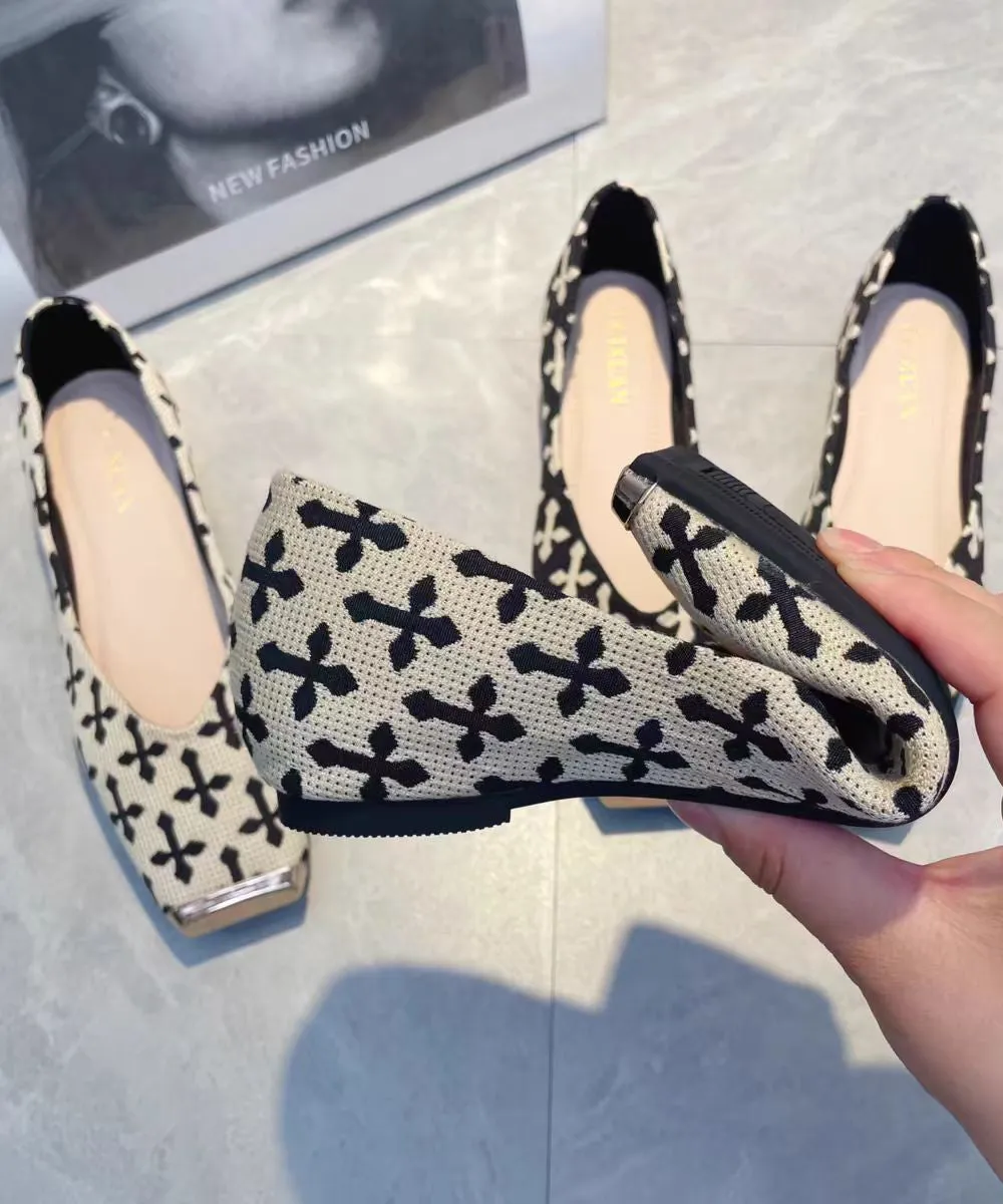 Beige Print Flat Feet Shoes Cotton Fabric 2025 New