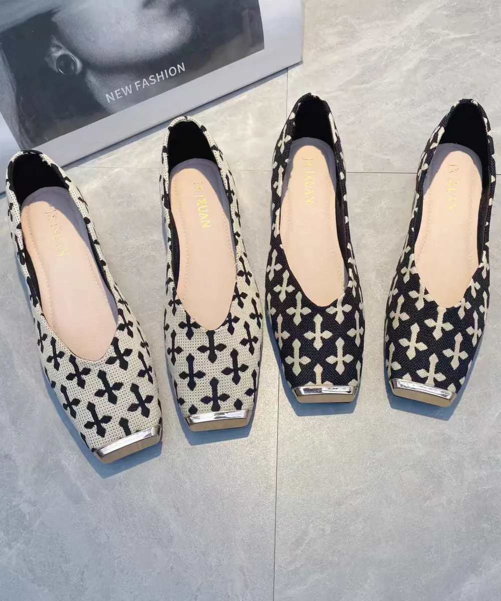 Beige Print Flat Feet Shoes Cotton Fabric 2025 New