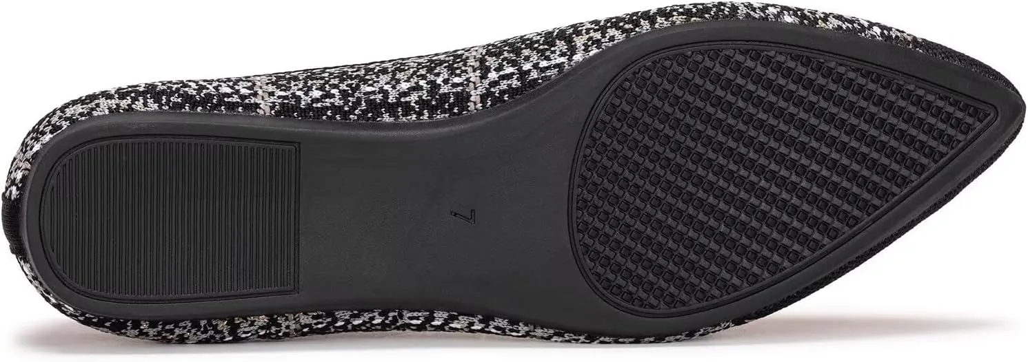 BEJINASH Women's Flat Shoes Black Pointed Toe Dress Shoes Knit Slip On Shoes Comfortable Walking Shoes for Woman Lightweight