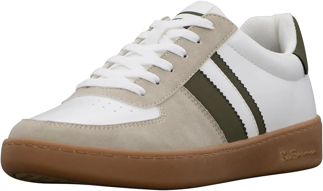 Ben Sherman Men's Hyde, White/Olive/Gum, 9 M US