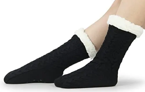 BenSorts Women Winter Thick Slipper Socks with Grippers Non Slip Warm Fuzzy Socks Christmas Gifts