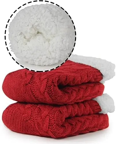 BenSorts Women Winter Thick Slipper Socks with Grippers Non Slip Warm Fuzzy Socks Christmas Gifts