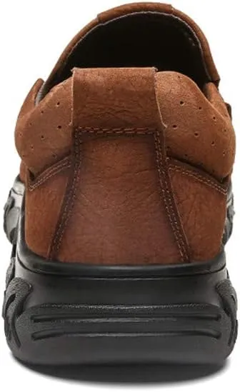 BIFINI Men's Slip-on Outdoor Walking Shoes Adventure Leather Hiking Moc Moccasin