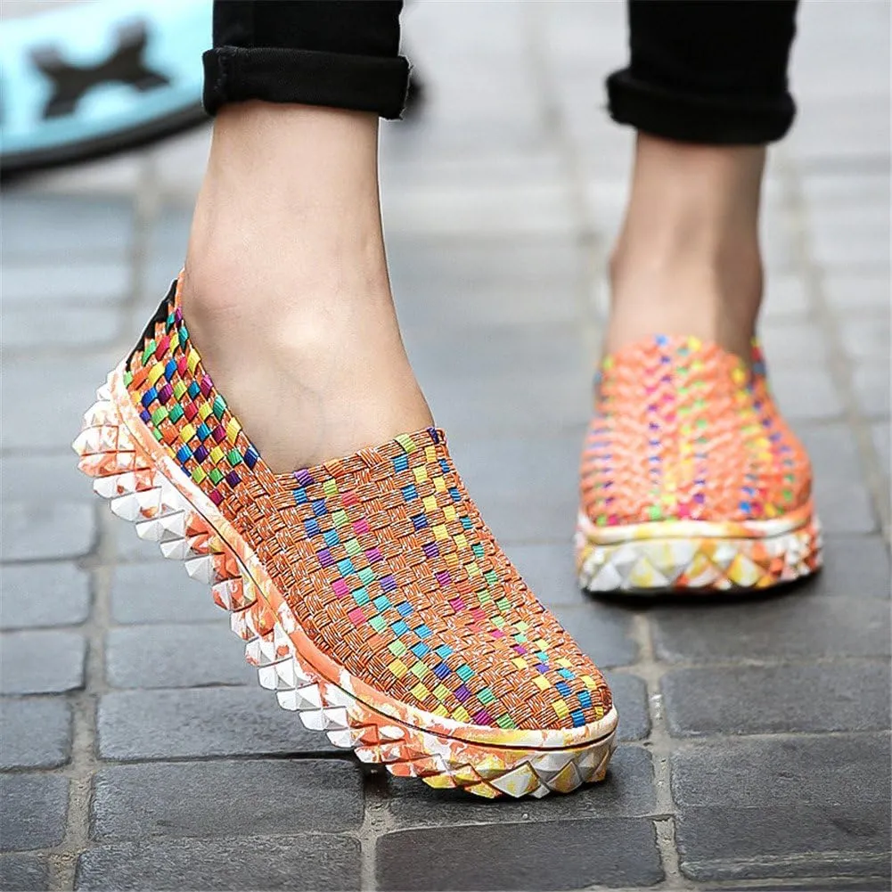 BIFINI Unisex Walk Comfort Breathable Woven Sneaker Slip on Flat Shoes