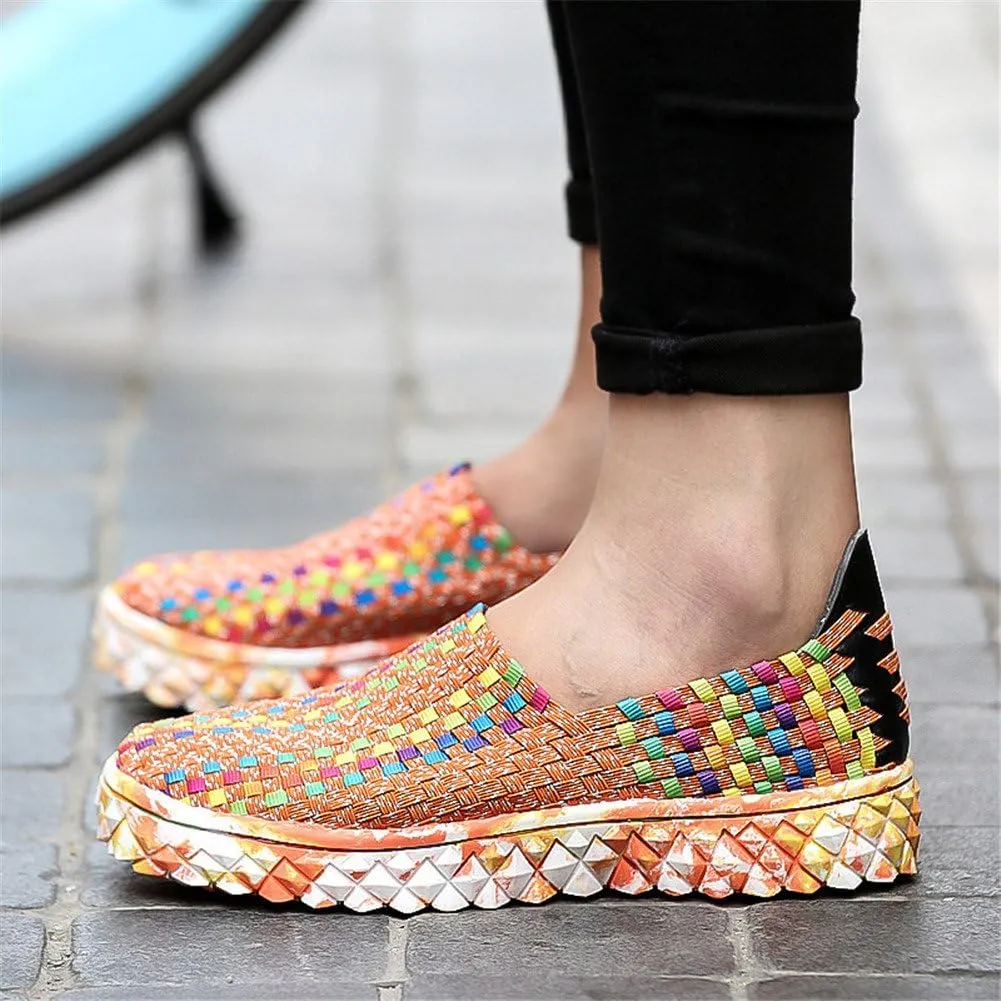 BIFINI Unisex Walk Comfort Breathable Woven Sneaker Slip on Flat Shoes