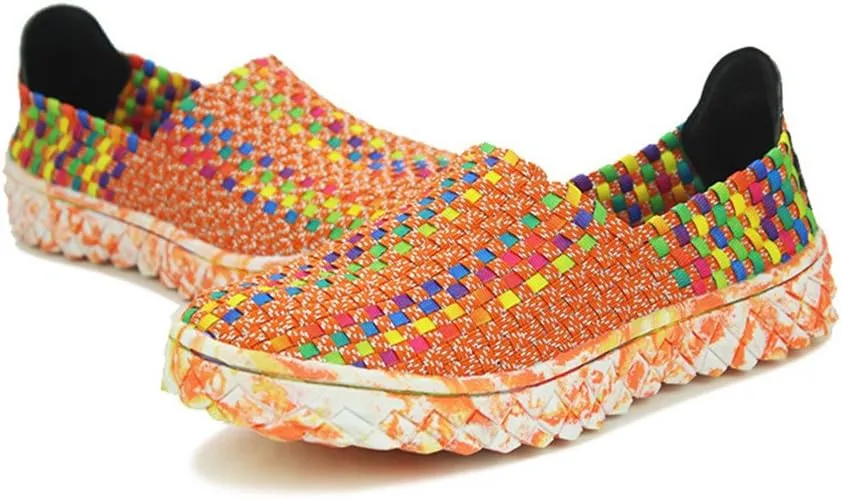 BIFINI Unisex Walk Comfort Breathable Woven Sneaker Slip on Flat Shoes