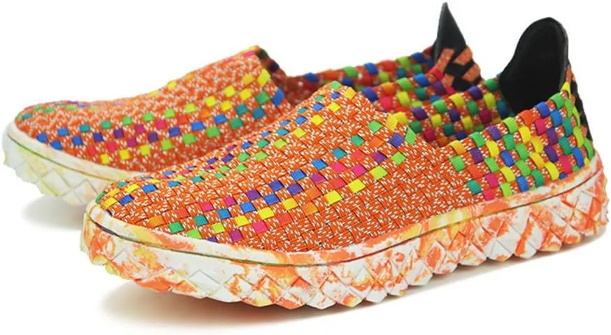 BIFINI Unisex Walk Comfort Breathable Woven Sneaker Slip on Flat Shoes