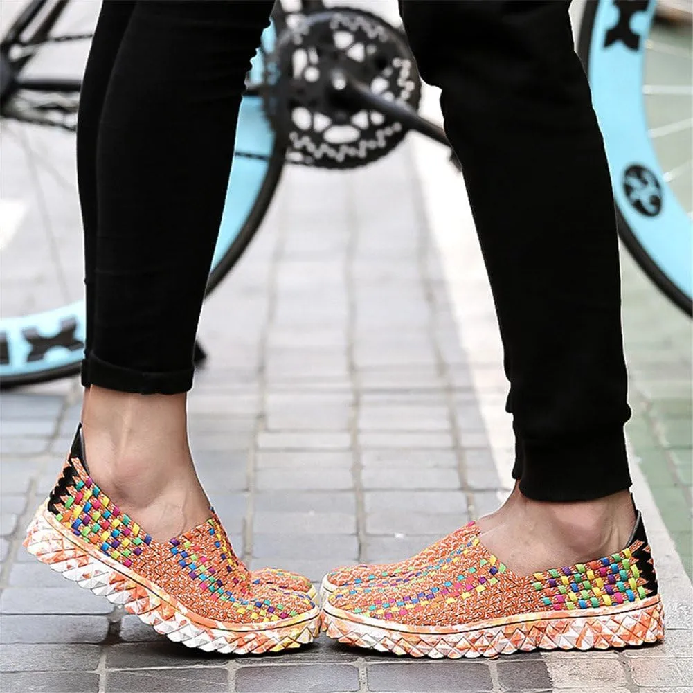 BIFINI Unisex Walk Comfort Breathable Woven Sneaker Slip on Flat Shoes