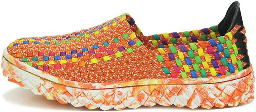 BIFINI Unisex Walk Comfort Breathable Woven Sneaker Slip on Flat Shoes