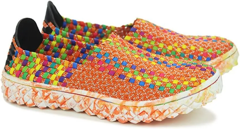 BIFINI Unisex Walk Comfort Breathable Woven Sneaker Slip on Flat Shoes