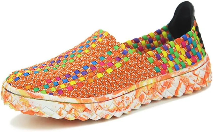 BIFINI Unisex Walk Comfort Breathable Woven Sneaker Slip on Flat Shoes