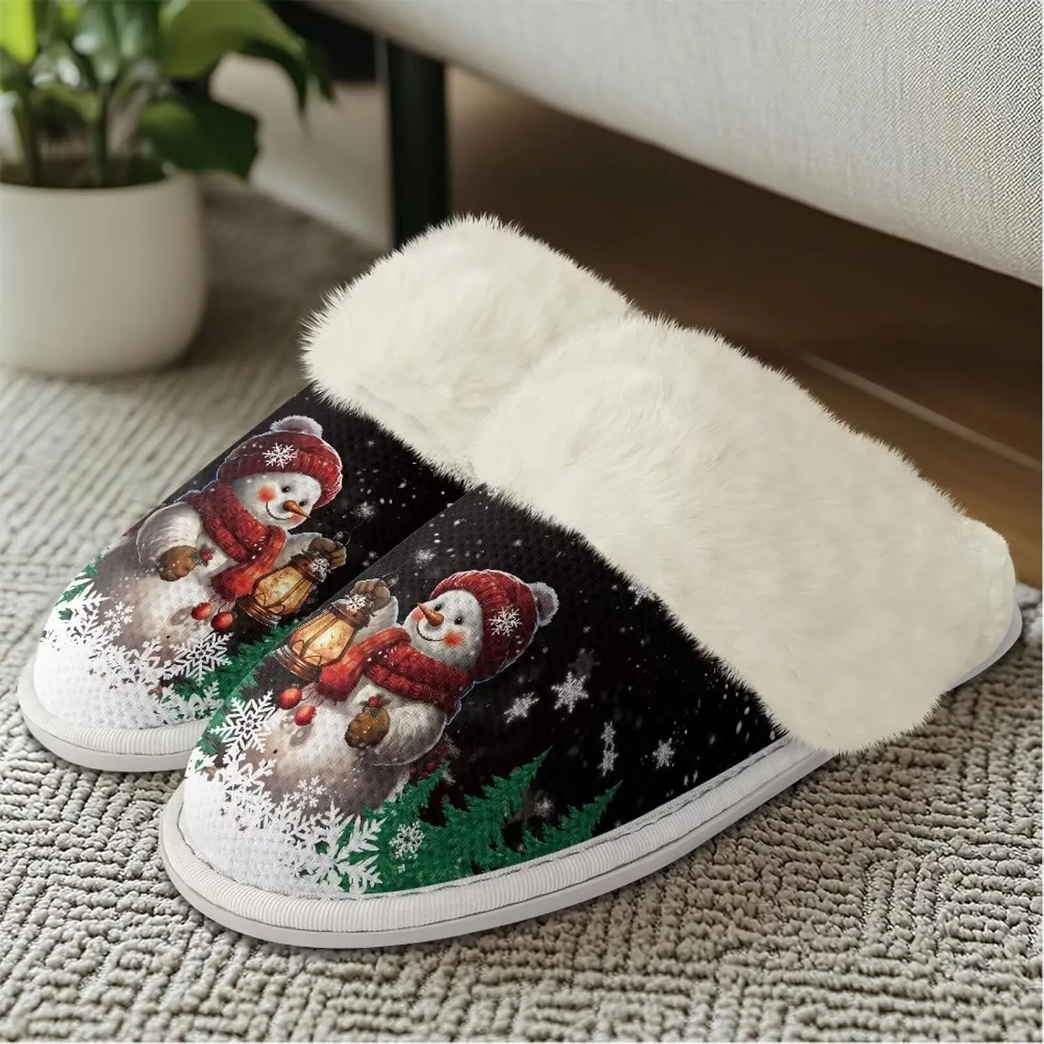 Binienty Women's Men's House Slippers Memory Foam Indoor Outdoor Fuzzy Slipper Bedroom Shoes