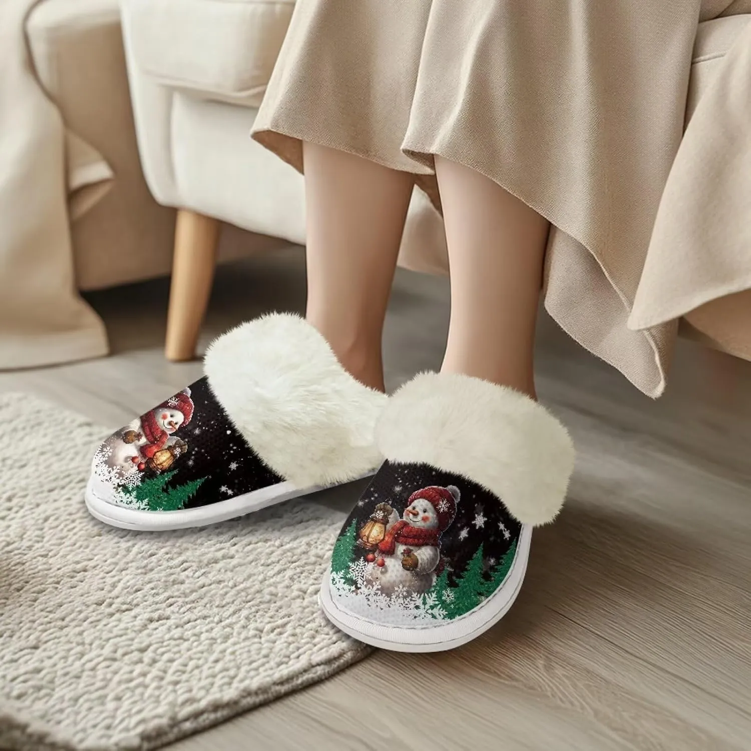Binienty Women's Men's House Slippers Memory Foam Indoor Outdoor Fuzzy Slipper Bedroom Shoes