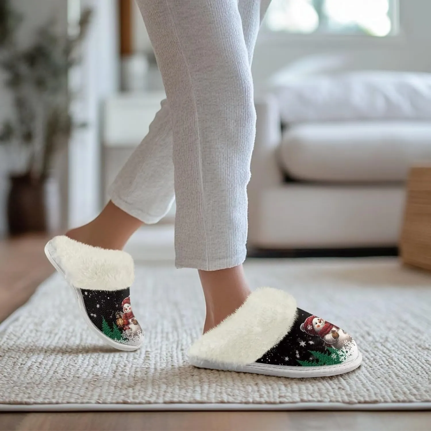 Binienty Women's Men's House Slippers Memory Foam Indoor Outdoor Fuzzy Slipper Bedroom Shoes