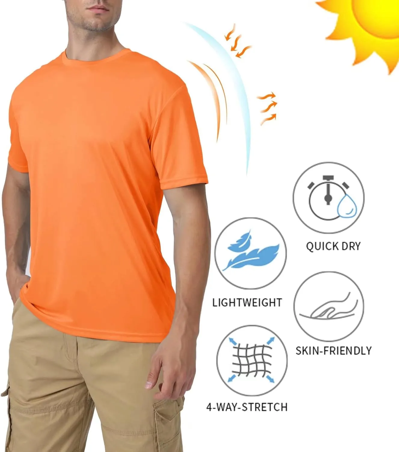 BIYLACLESEN Men's Sun Protection Short Sleeve T-Shirt UPF 50  Breathable Quick-Dry Performance Shirts Athletic Runing Top