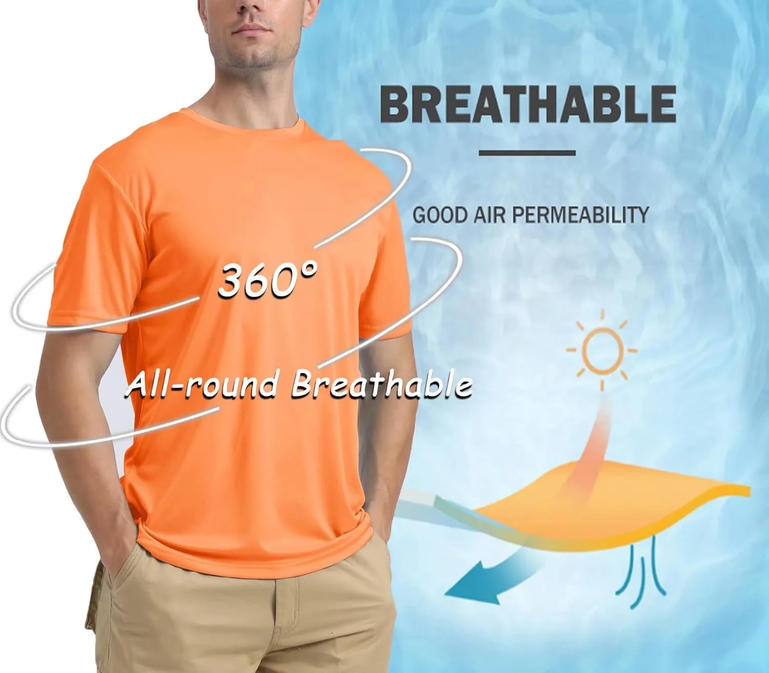 BIYLACLESEN Men's Sun Protection Short Sleeve T-Shirt UPF 50  Breathable Quick-Dry Performance Shirts Athletic Runing Top