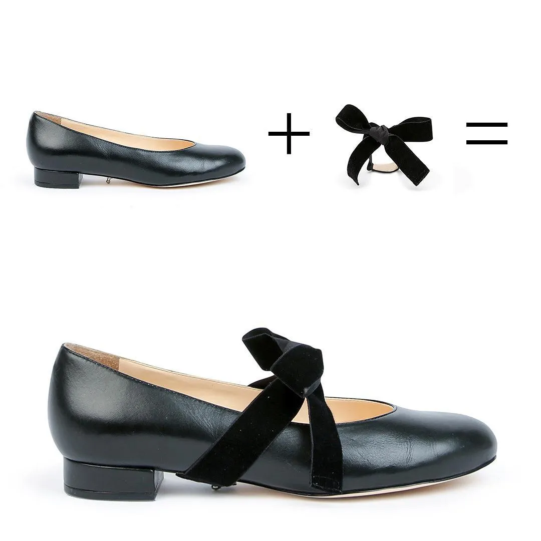 Black Ballet Flat   Black Velvet Marie Strap