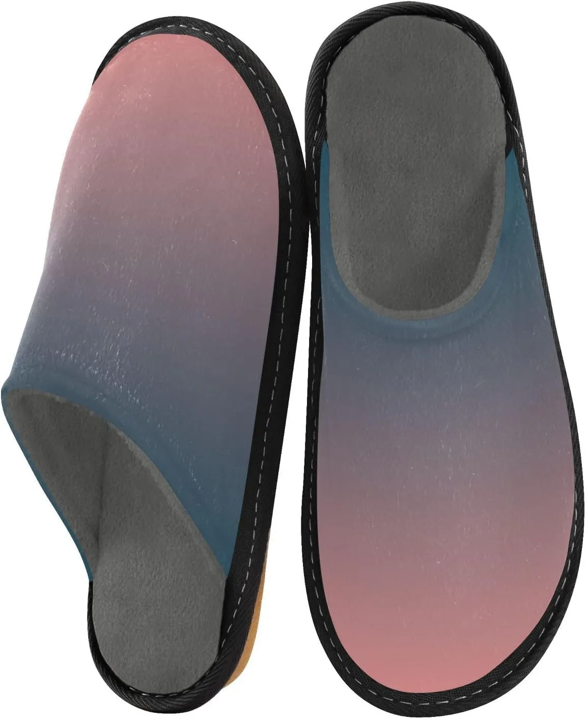 Blue Orange Gradient House Slippers for Women Men Non-Slip Slipper Socks