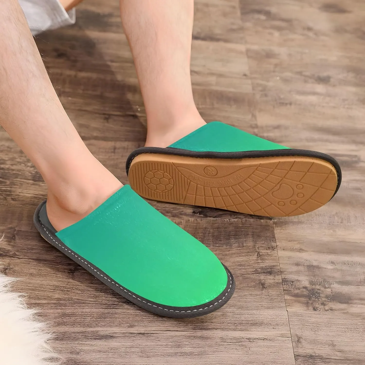 Blue Orange Gradient House Slippers for Women Men Non-Slip Slipper Socks