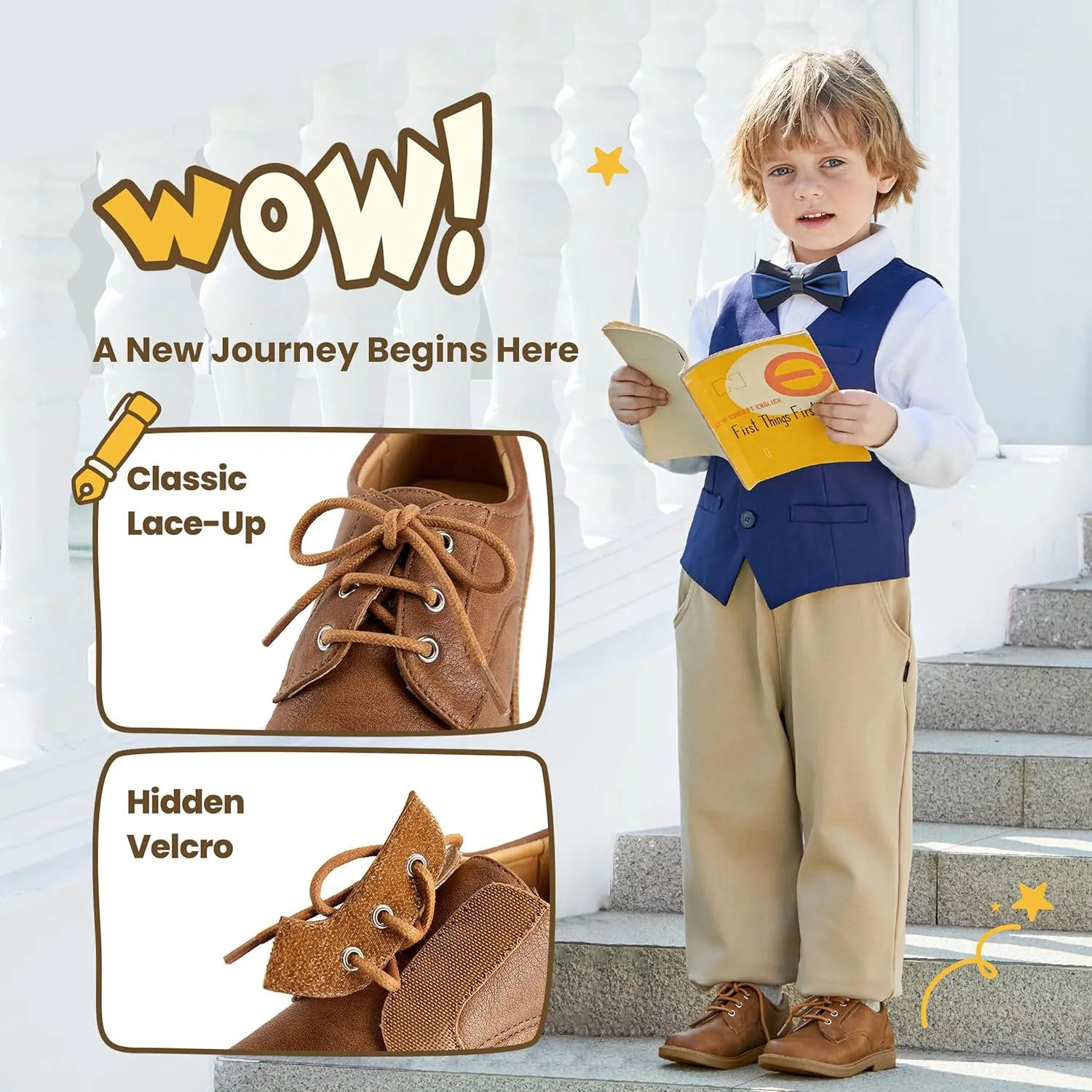 Boys Girls Dress Shoes Toddler Little Big Kid Oxford Shoes PU Leather School Uniform Wedding Loafer Flats White Black Brown Lace-Up Casual Comfort Classic Formal Slip-On Walking Outdoor Party