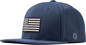 Branded Bills Vintage Old Glory PVC Elite Classic Hat, Fits 7-7.5, with Flat Bill, Performance Paneling, Adjustable Snapback