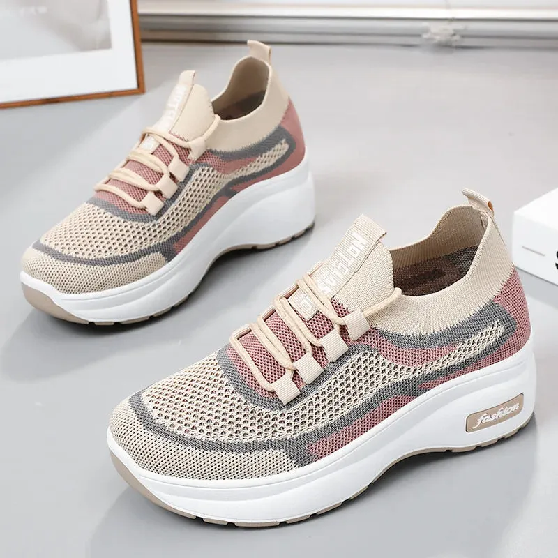 Breathable Mesh Platform Sneakers for Women